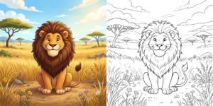 ft - Coloriage Lion et la Savane ft