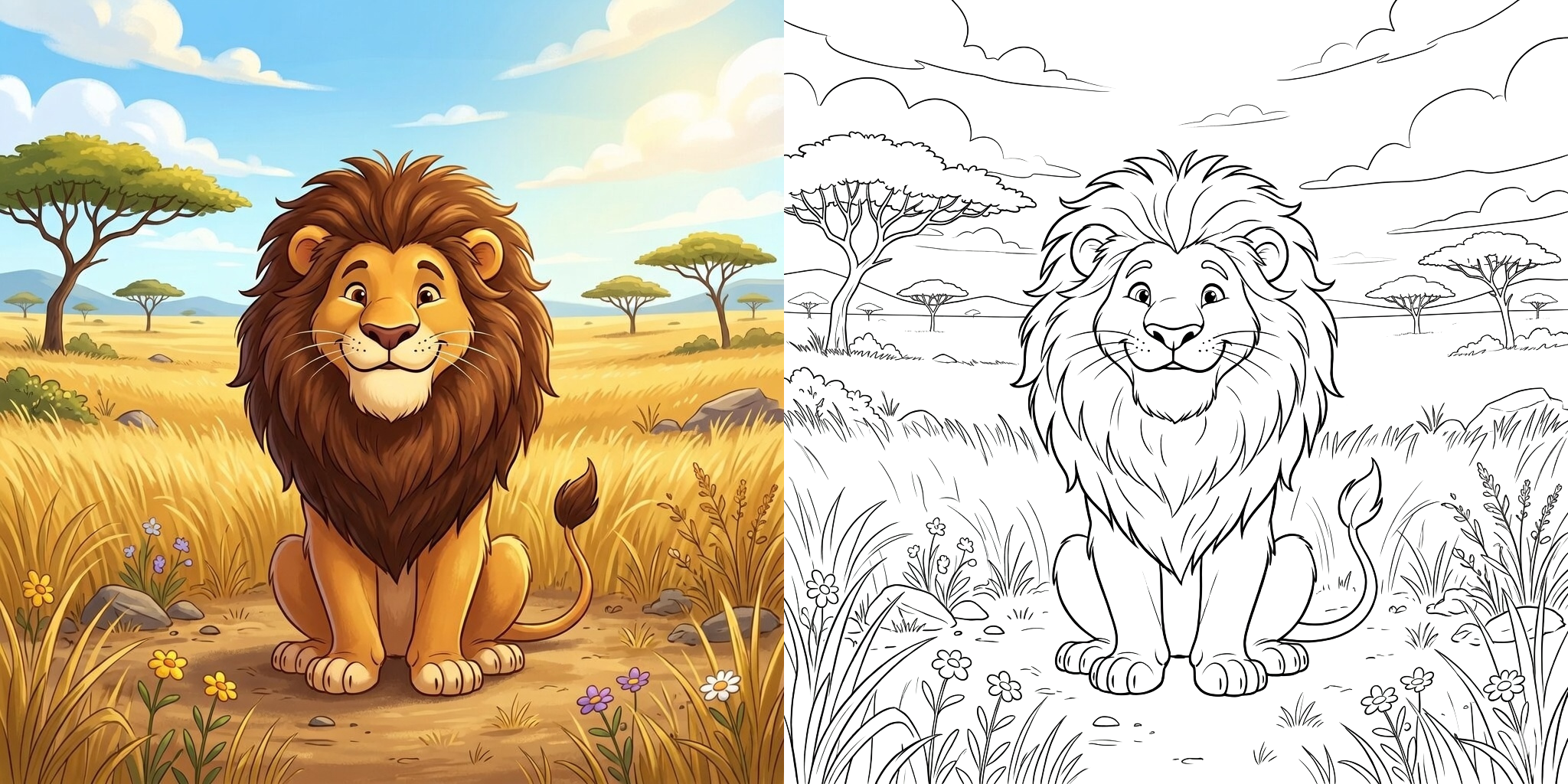 ft - Coloriage Lion et la Savane ft