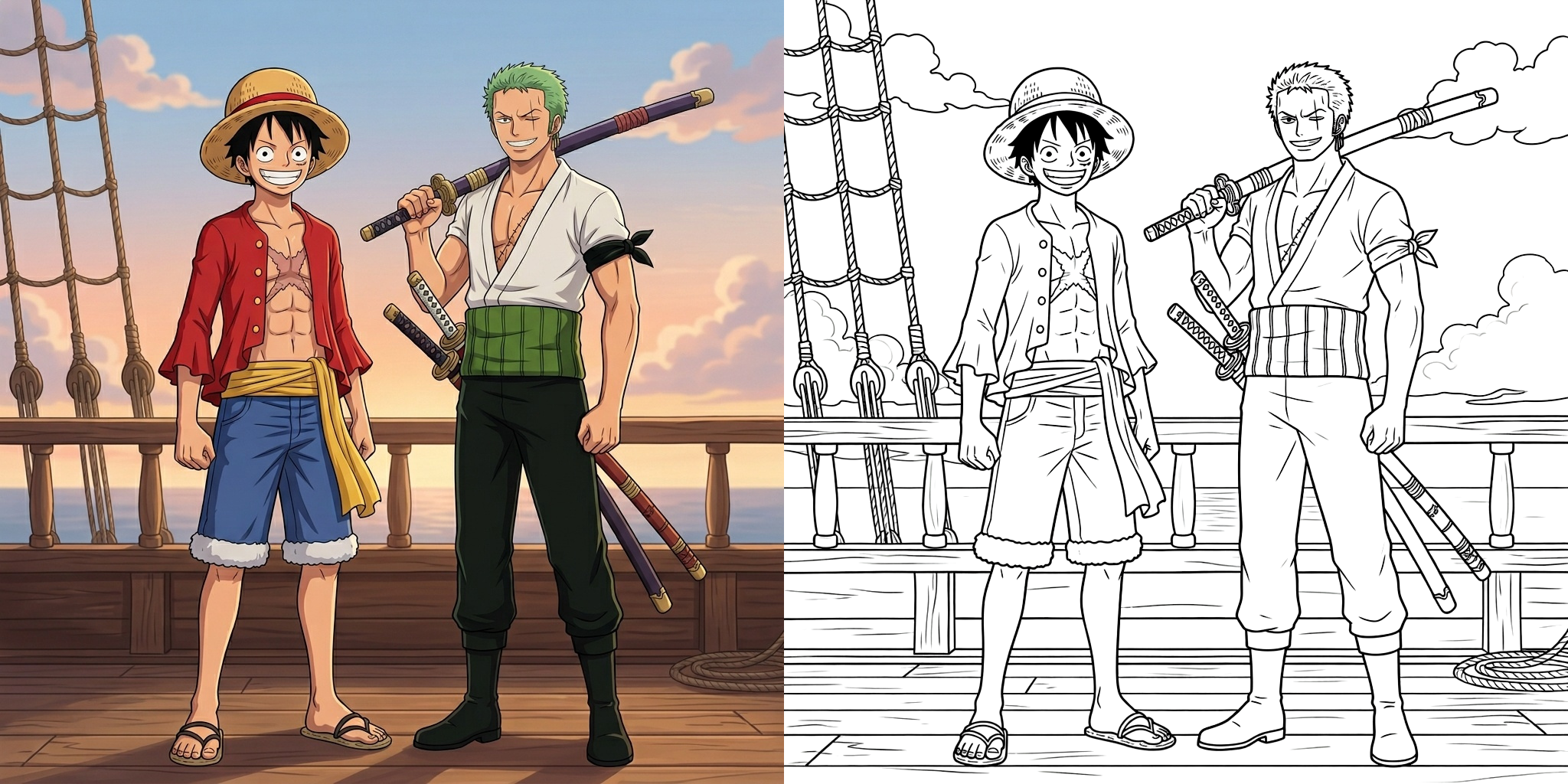 ft - Coloriage Luffy et Zoro ft