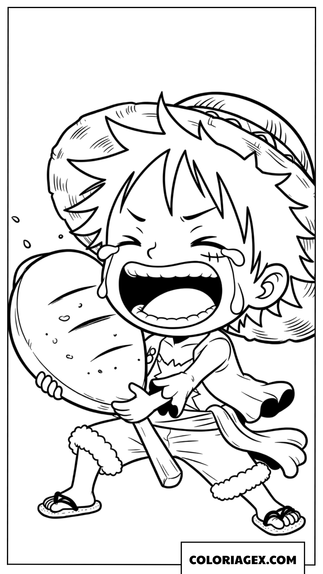 Coloriage Luffy pleure de rire