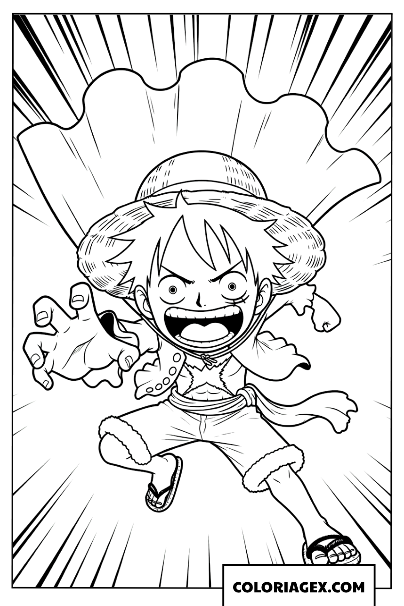 Coloriage Luffy prêt pour l’aventure