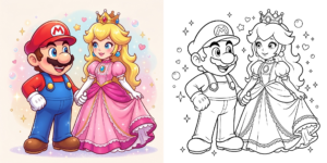 ft - Coloriage Mario et Peach ft