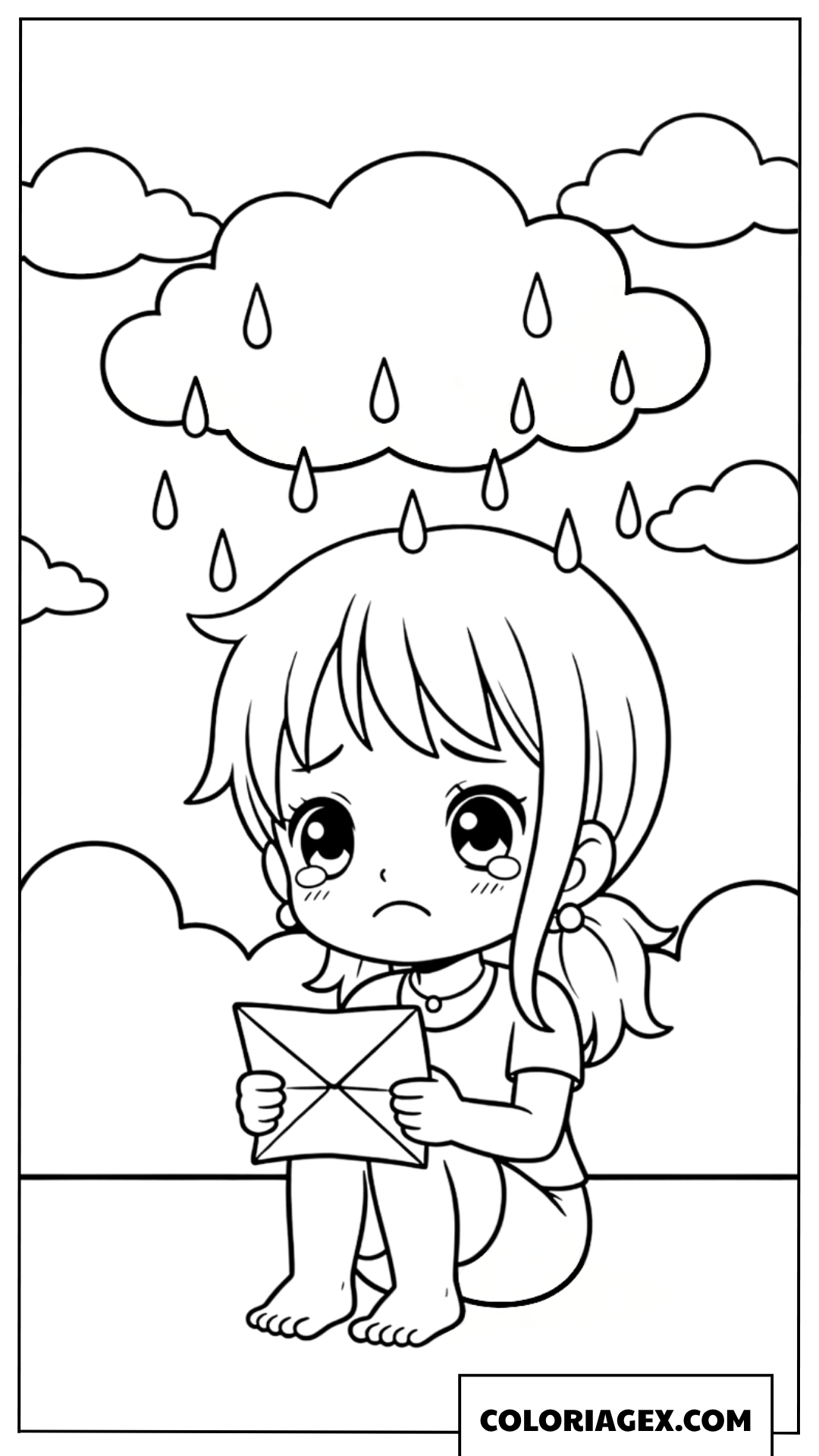 Coloriage Nami triste sous la pluie