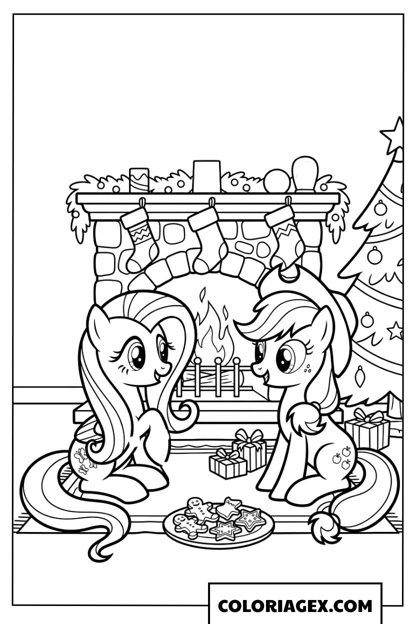 Coloriage Noël au coin du feu