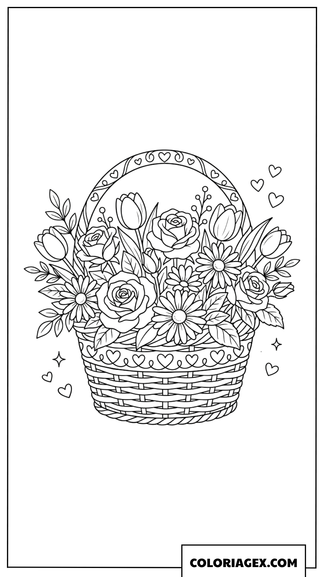 Coloriage Panier Fleuri du Printemps