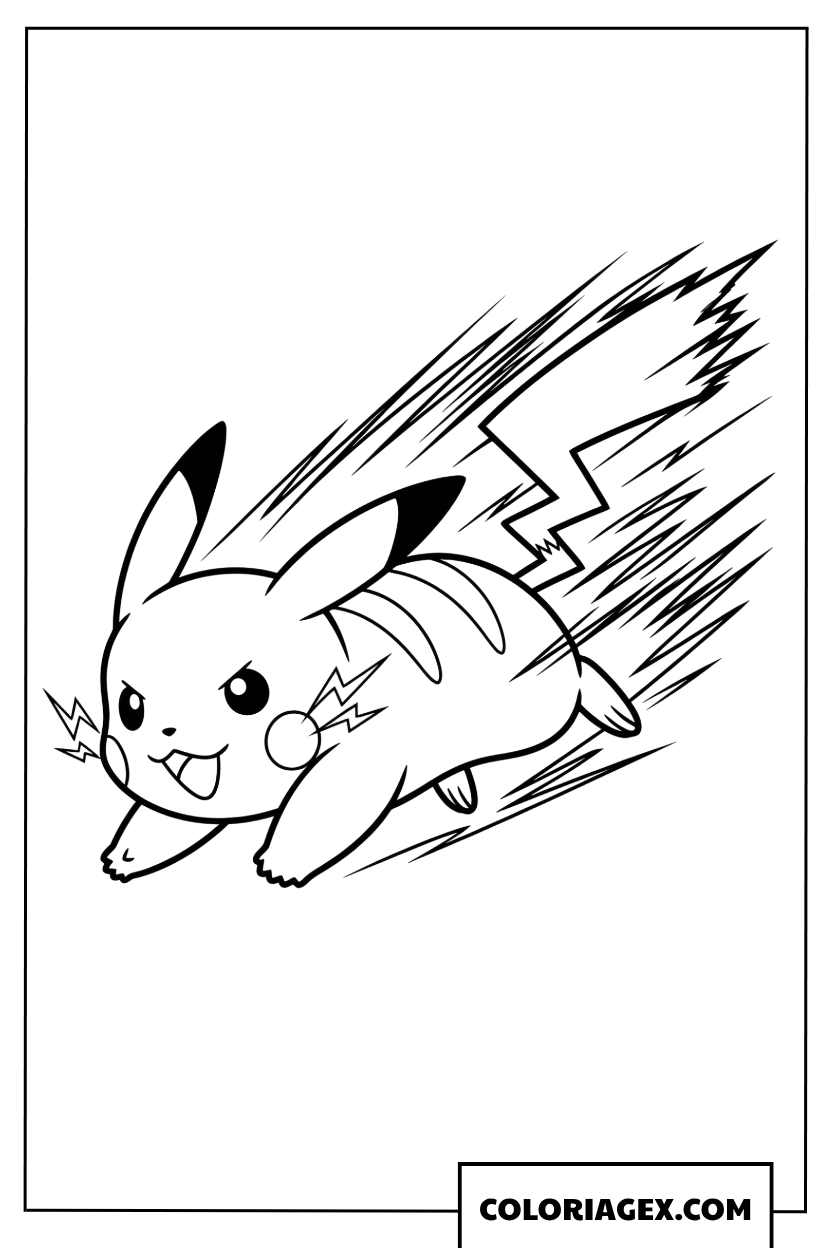Coloriage Pikachu exécutant une attaque vive à toute vitesse