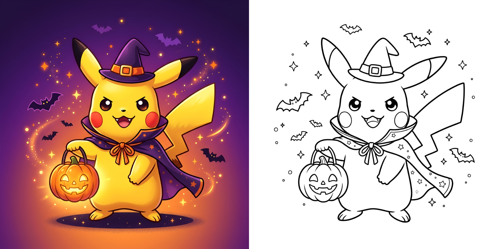 ft - Coloriage Pikachu pour Halloween ft
