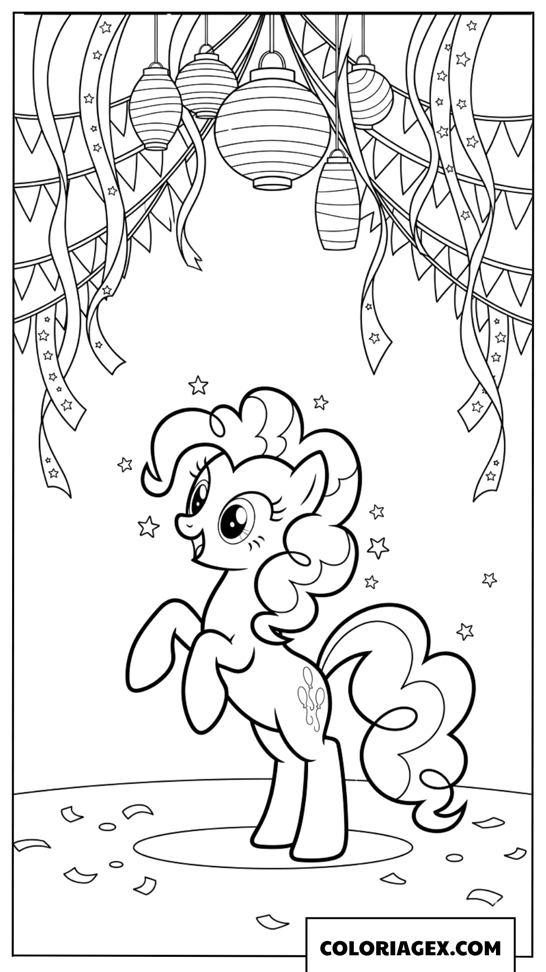 Coloriage Pinkie Pie en fête