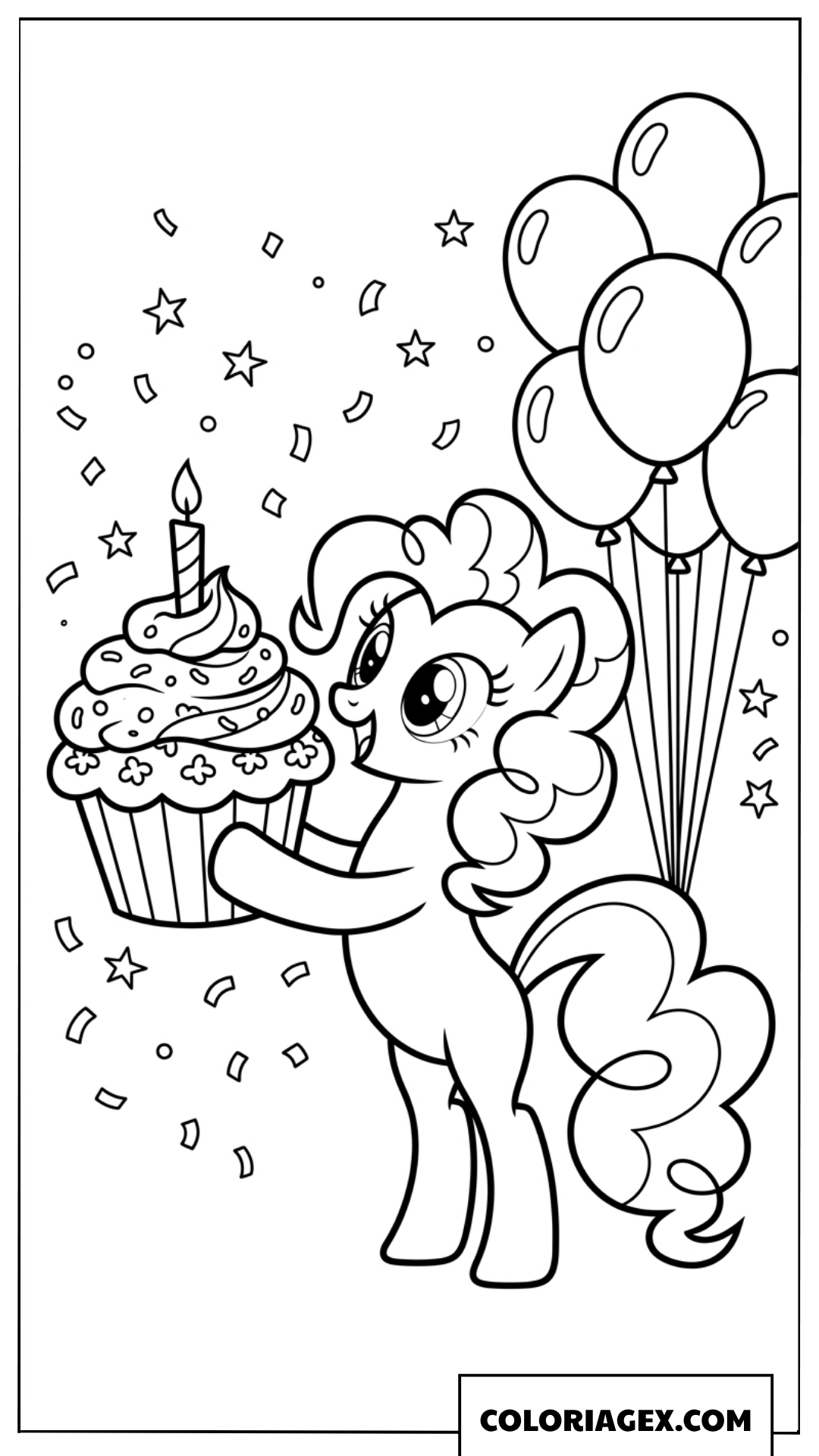 Coloriage Pinkie Pie et le cupcake
