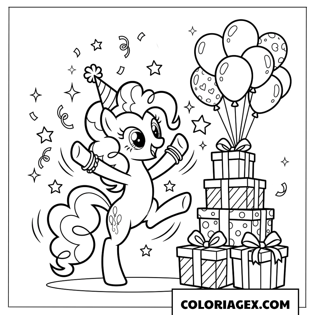 Coloriage Pinkie Pie et les cadeaux