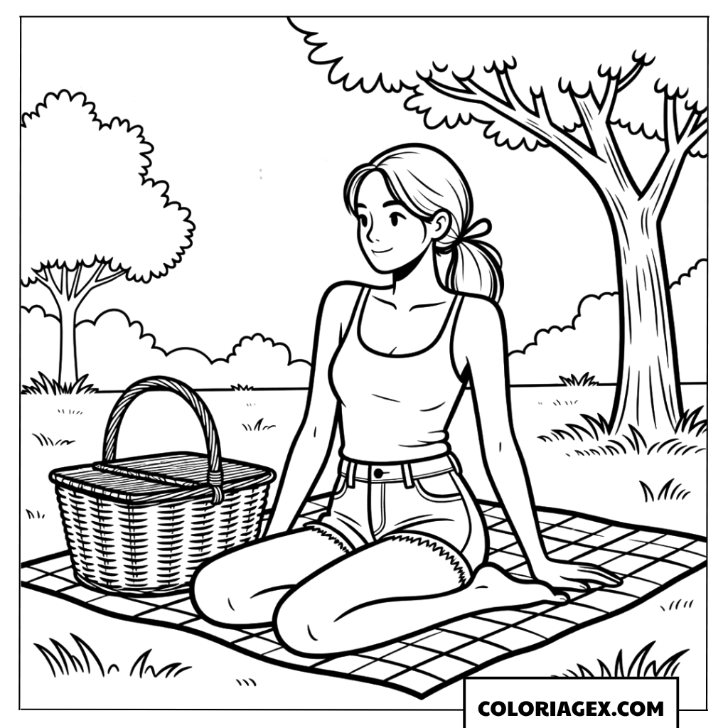 Coloriage Pique-nique au parc