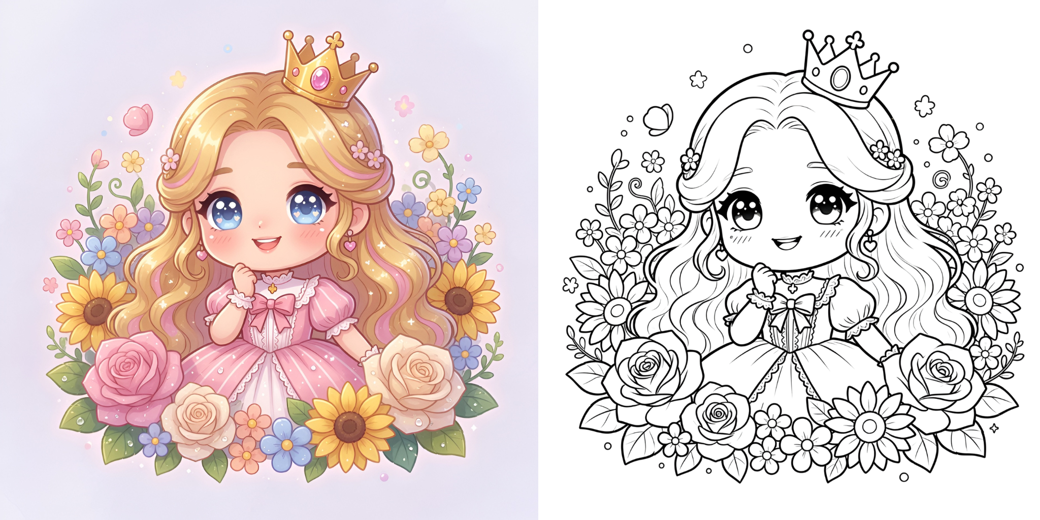 friendly monster coloring pages ft - Coloriage Princesse avec des Fleurs ft