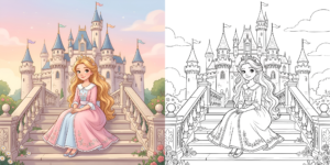 ft - Coloriage Princesse et Son Château ft