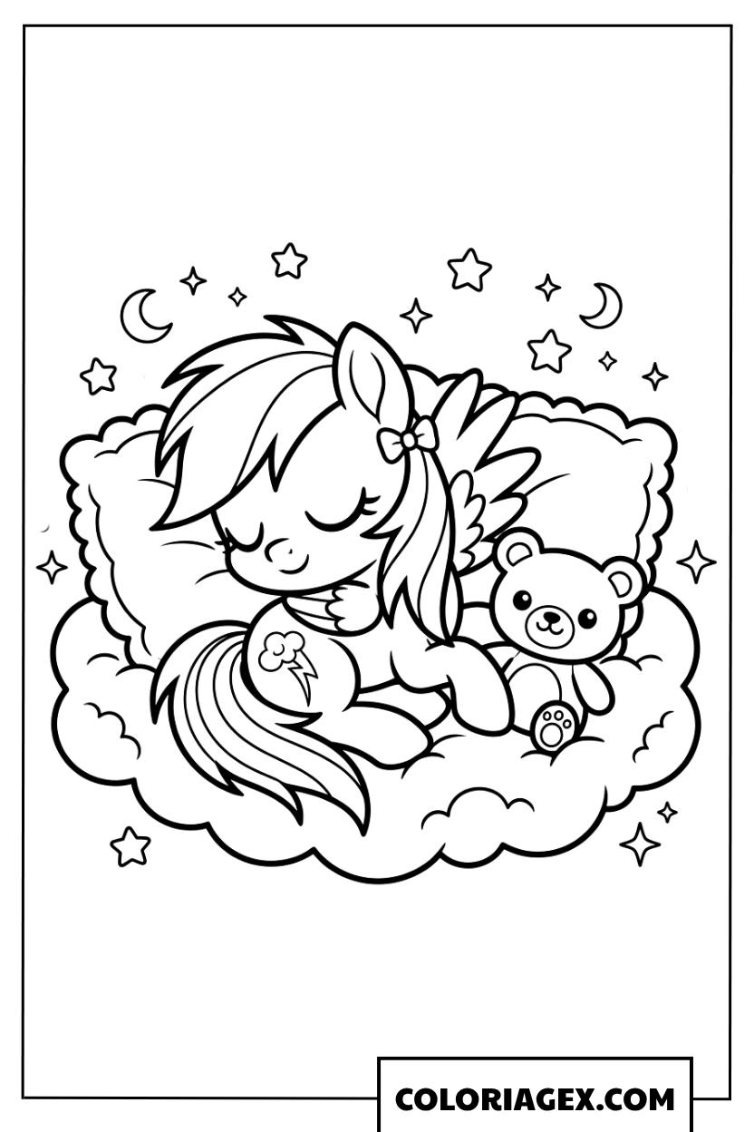 Coloriage Rainbow Dash au dodo