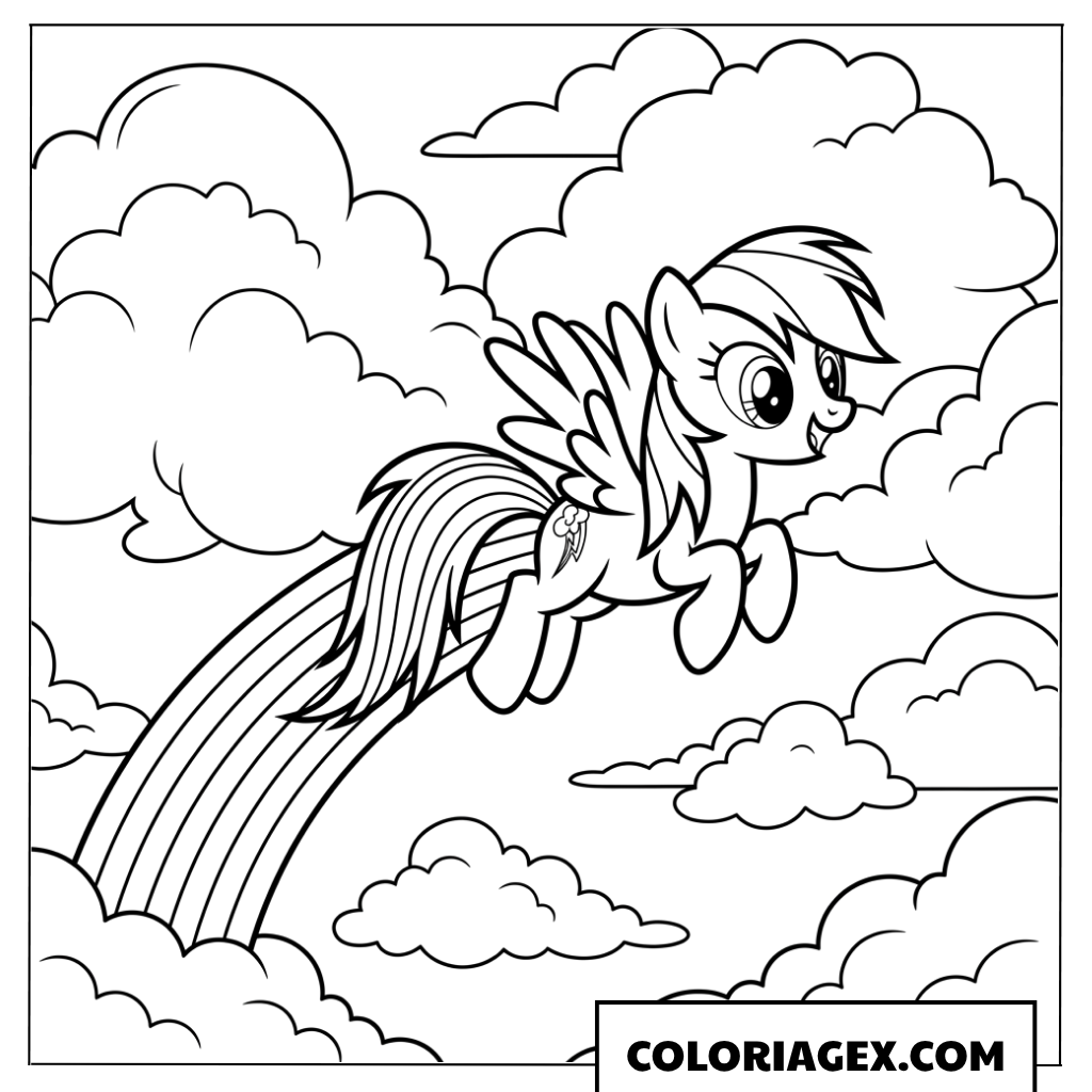 Coloriage Rainbow Dash et l'arc-en-ciel