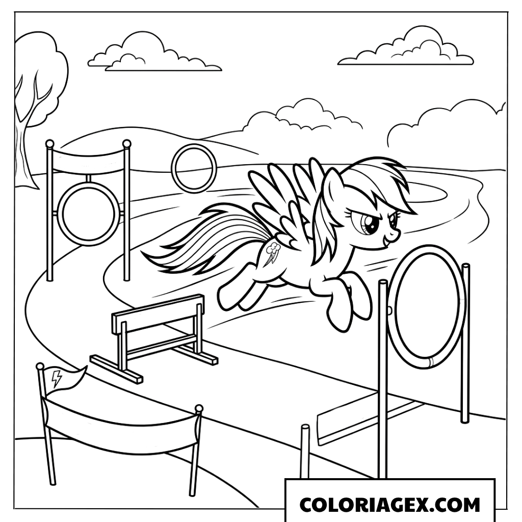 Coloriage Rainbow Dash et le parcours