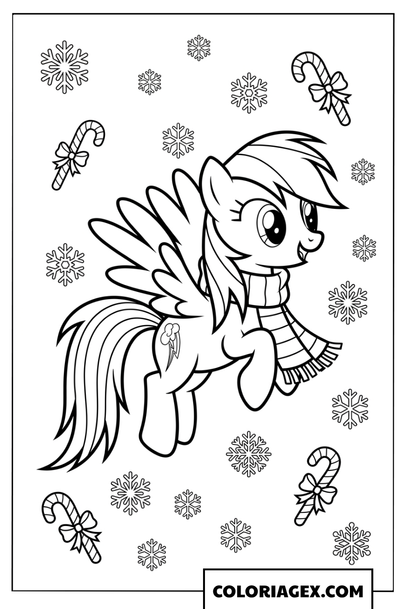 Coloriage Rainbow Dash et les flocons
