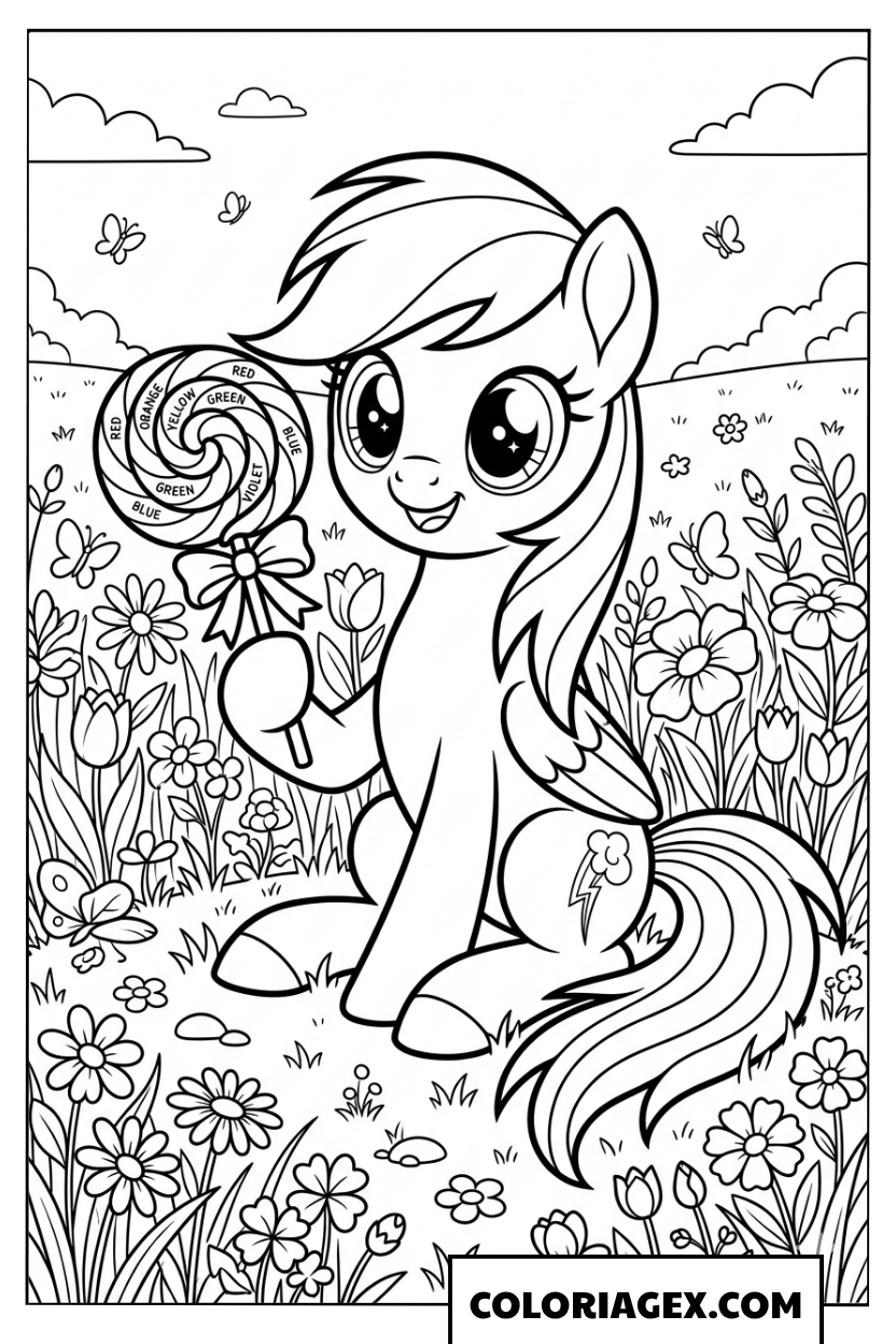 Coloriage Rainbow Dash et sa sucette