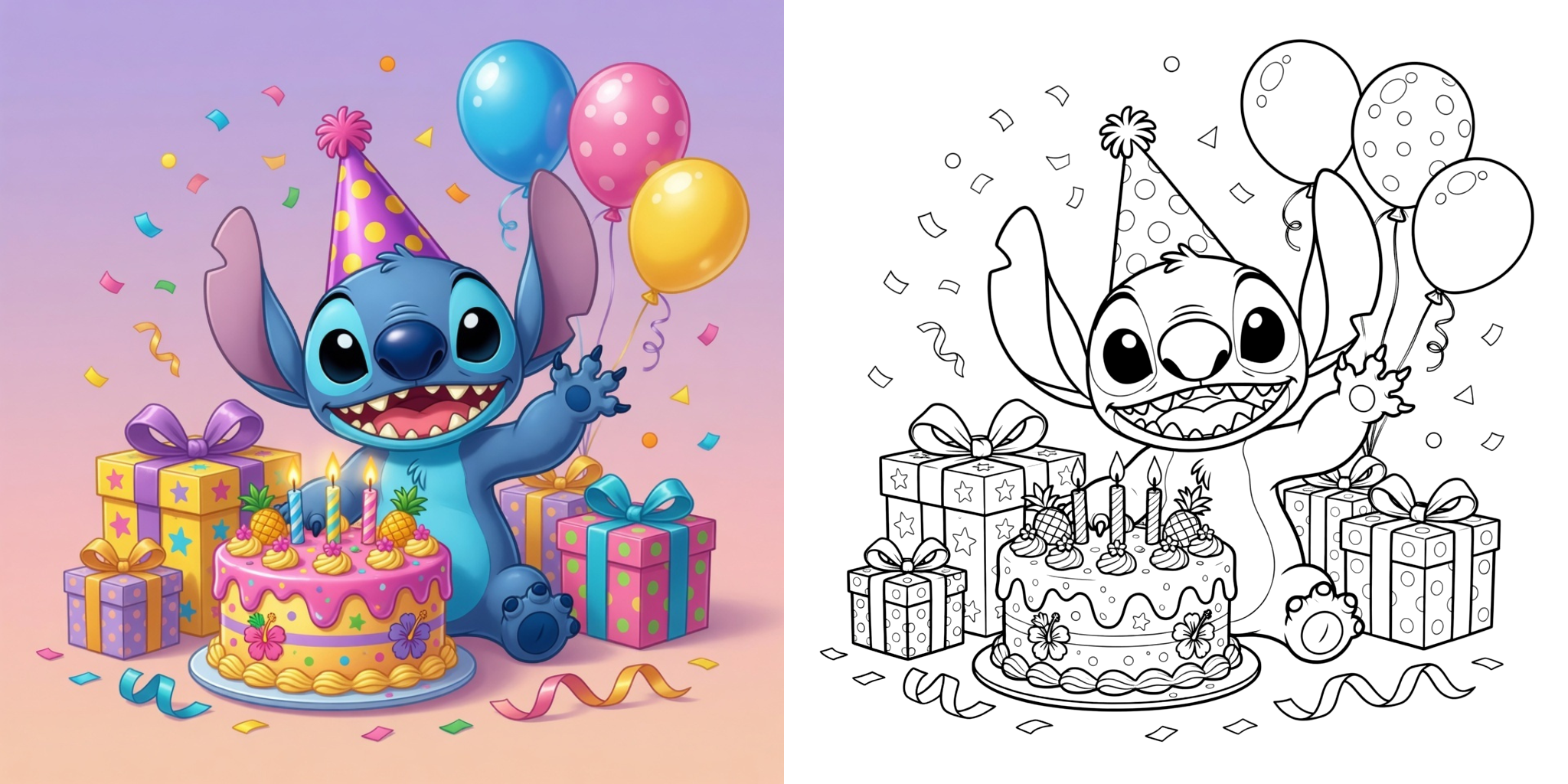 Coloriage Stitch Anniversaire ft