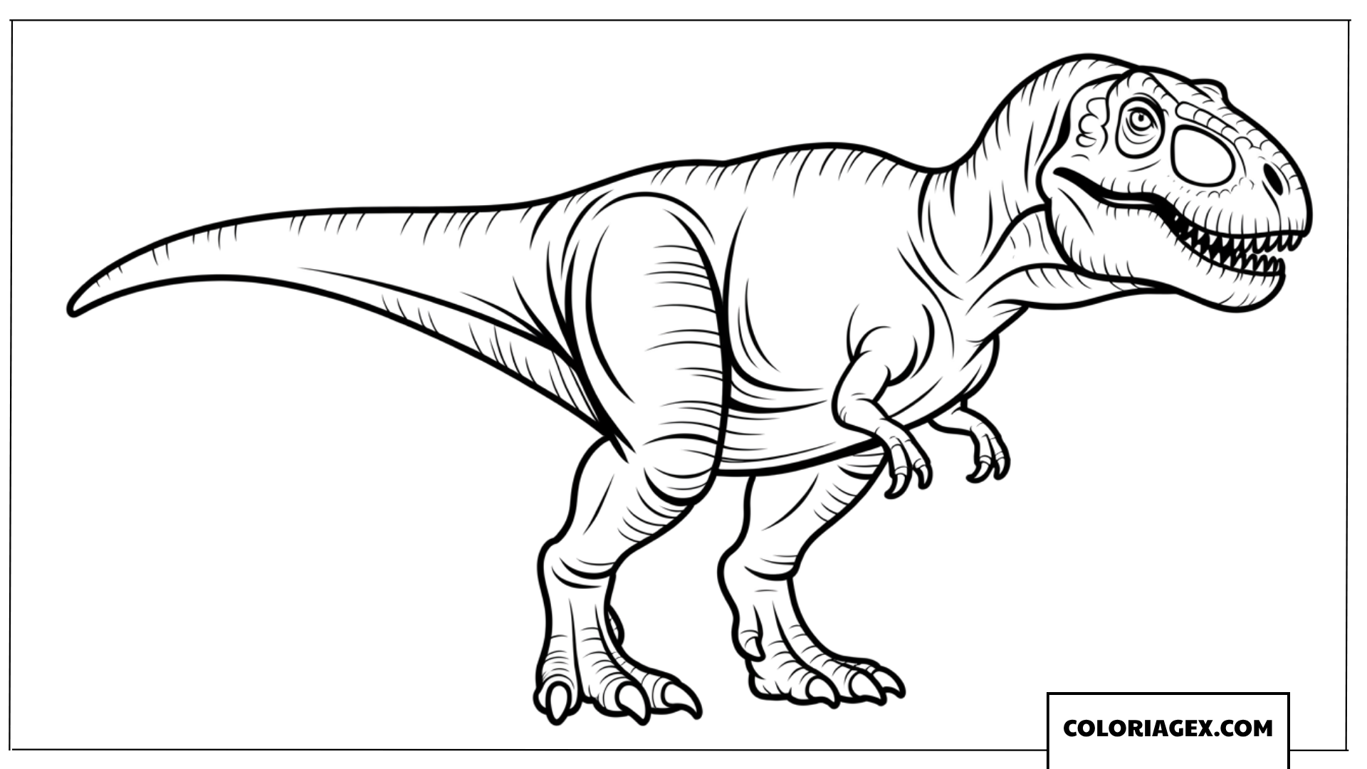 Coloriage T Rex realiste sur fond blanc pour enfants et adultes