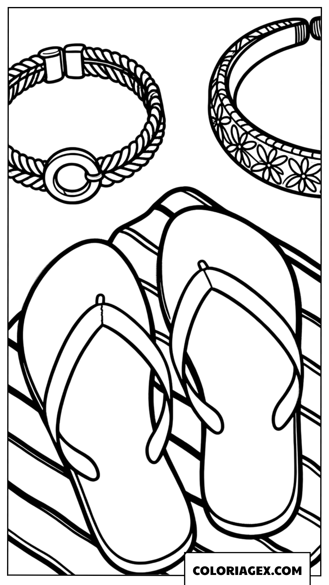 Coloriage Tongs et bracelets marins
