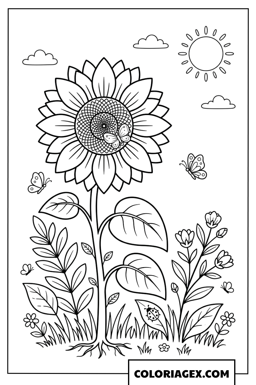 Coloriage Tournesol Radieux sous le Soleil Printanier