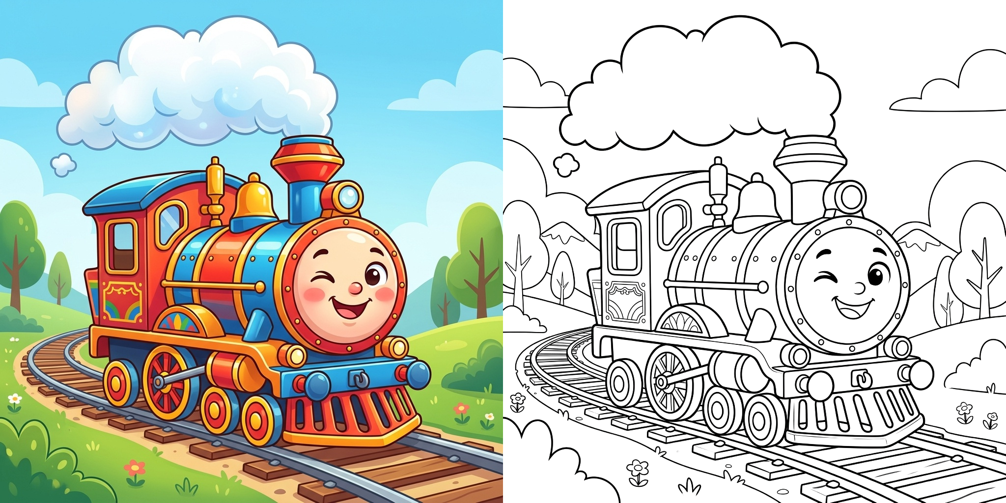 ft - Coloriage Train Cartoon ft