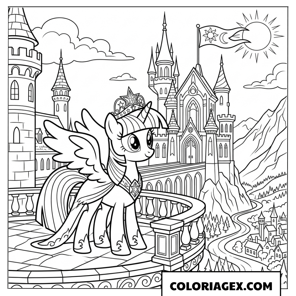Coloriage Twilight Sparkle au château