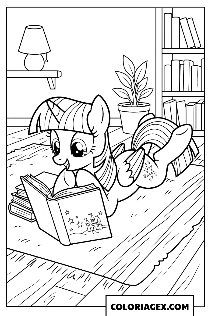 Coloriage Twilight Sparkle lit un livre