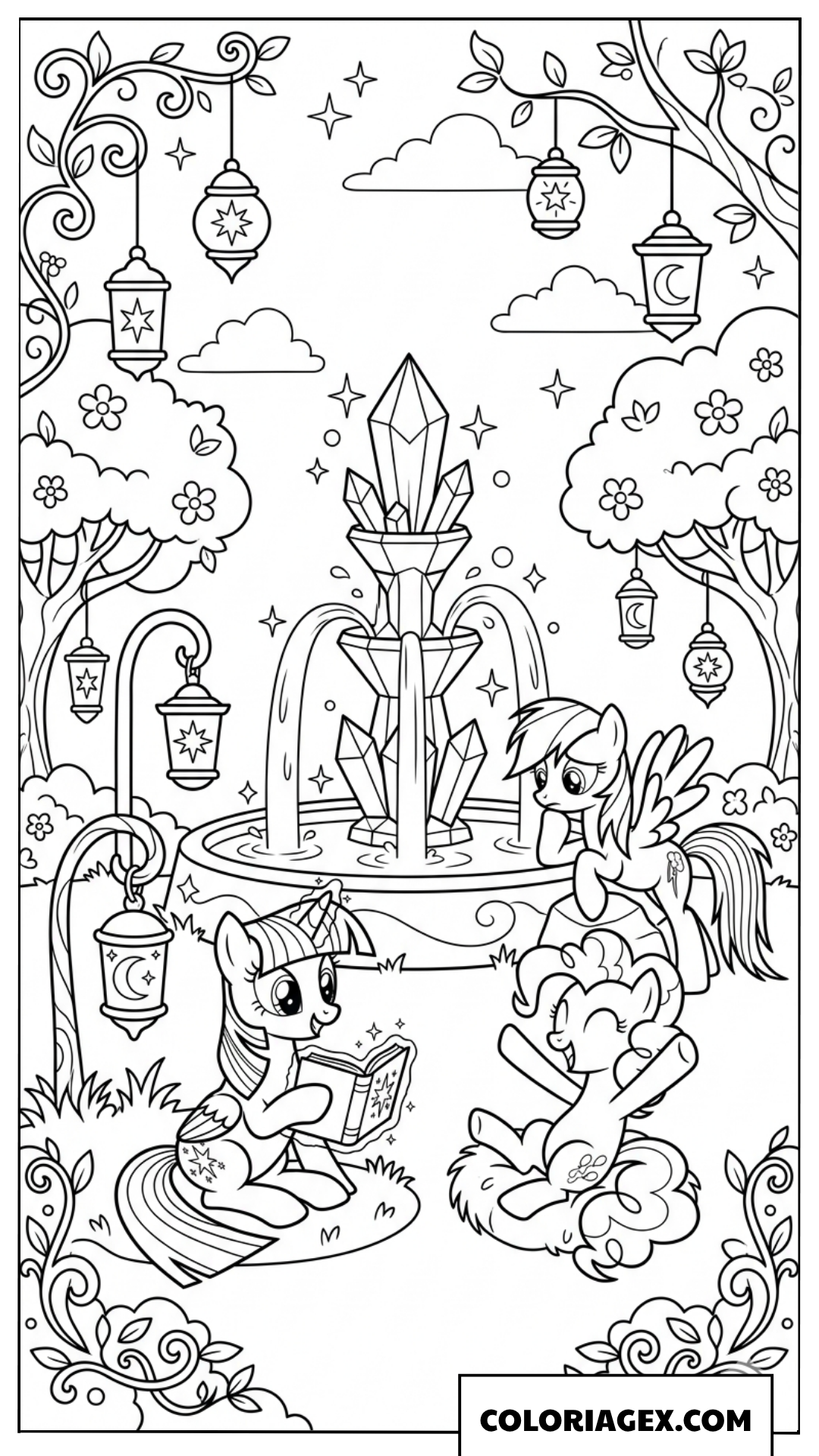 Coloriage Twilight et la fontaine
