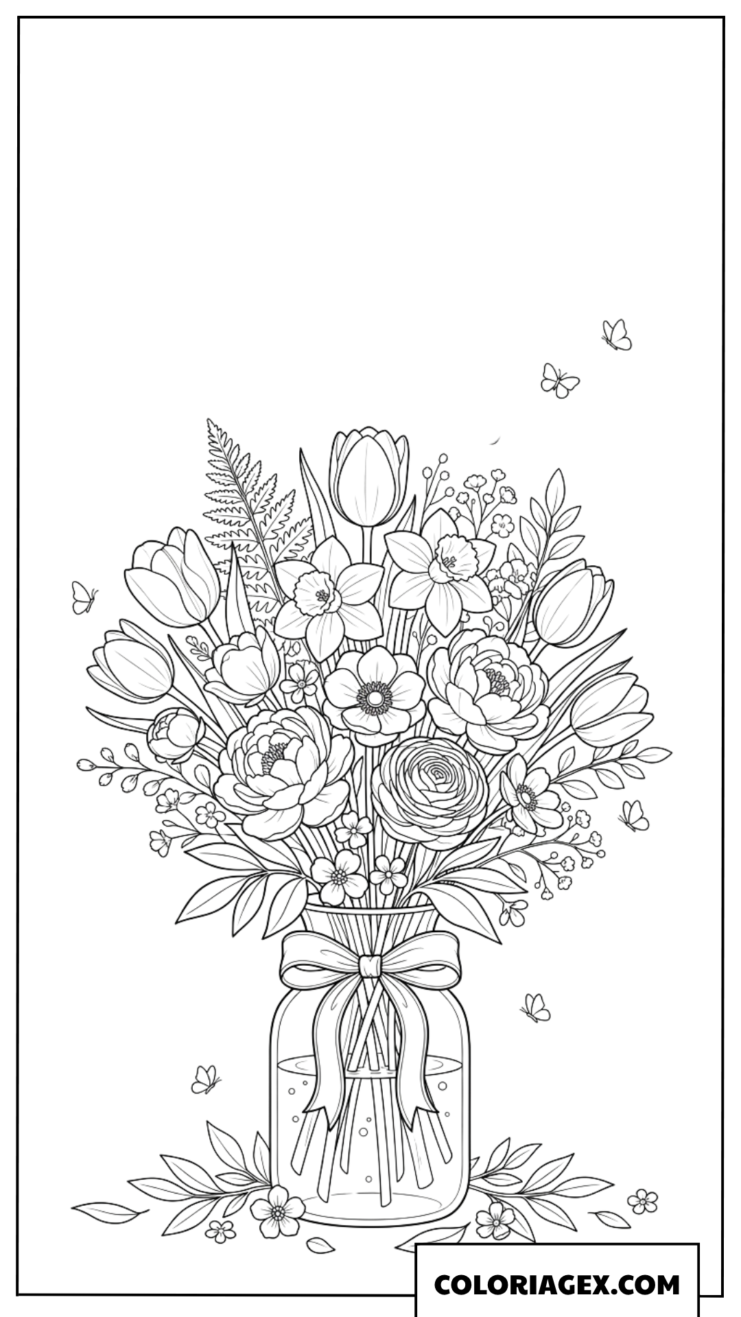 Coloriage Vase Fleuri avec Ruban