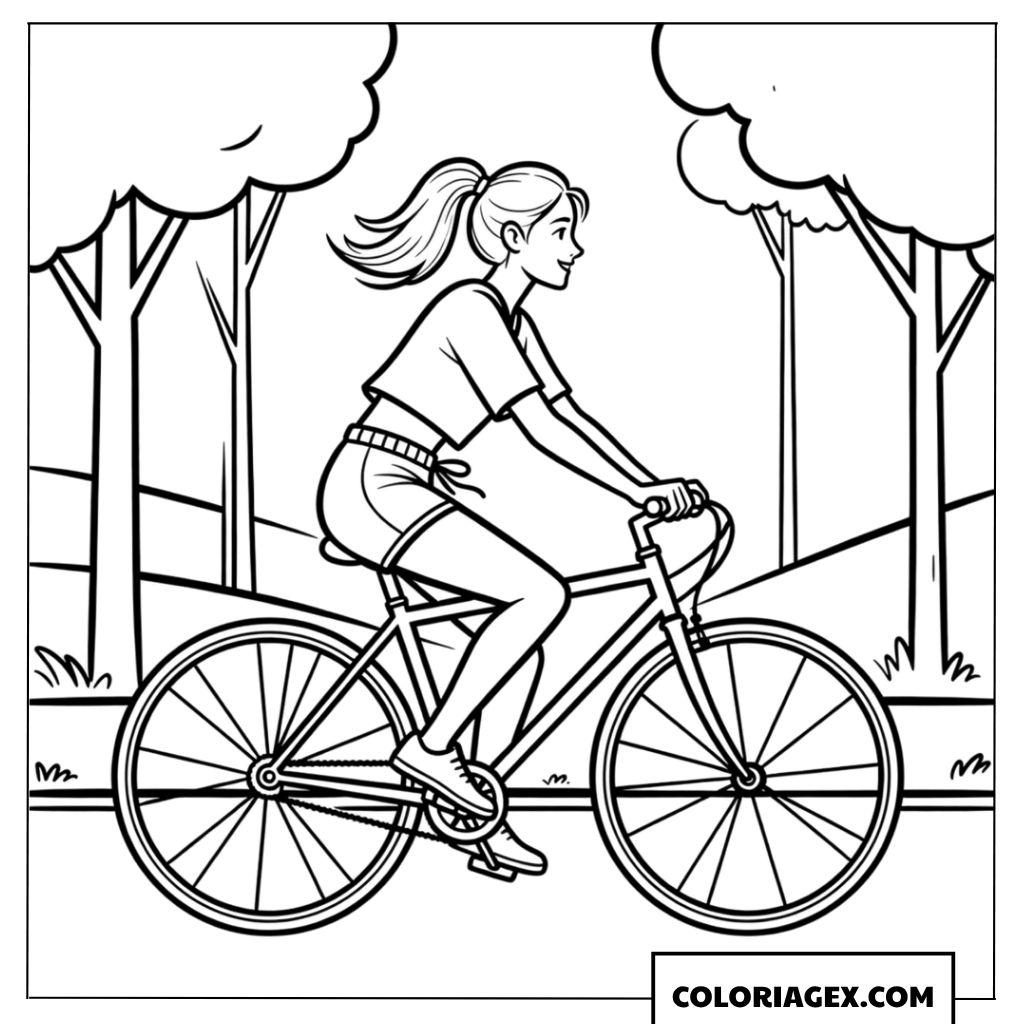 Coloriage Vélo sous le soleil d’automne