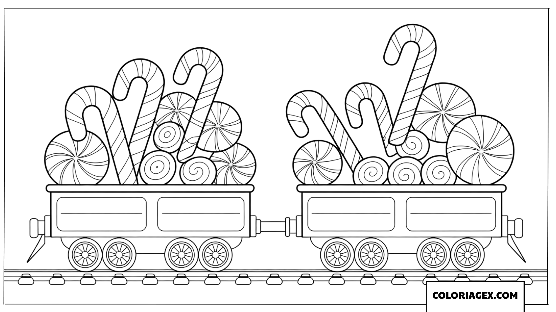 Coloriage Wagons remplis de sucres d orge et de biscuits de Noël