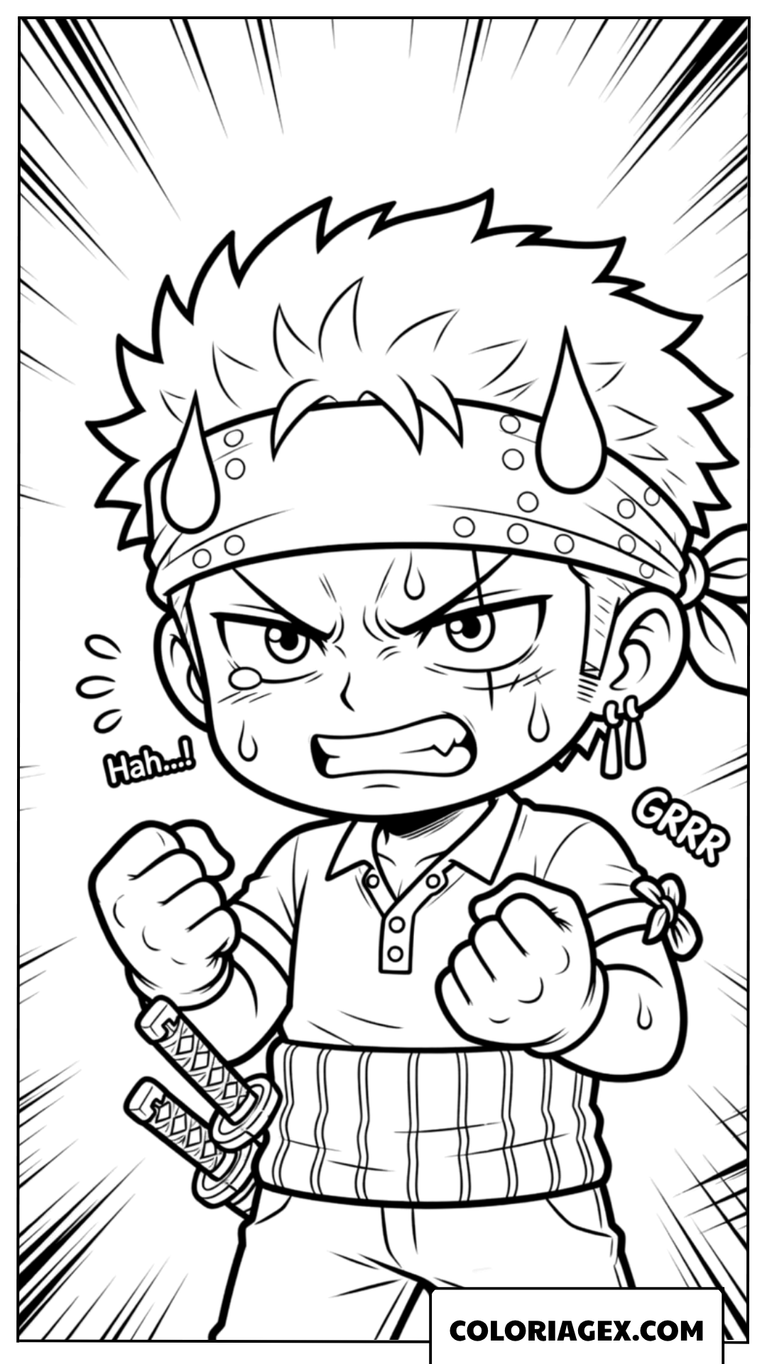 Coloriage Zoro en colère