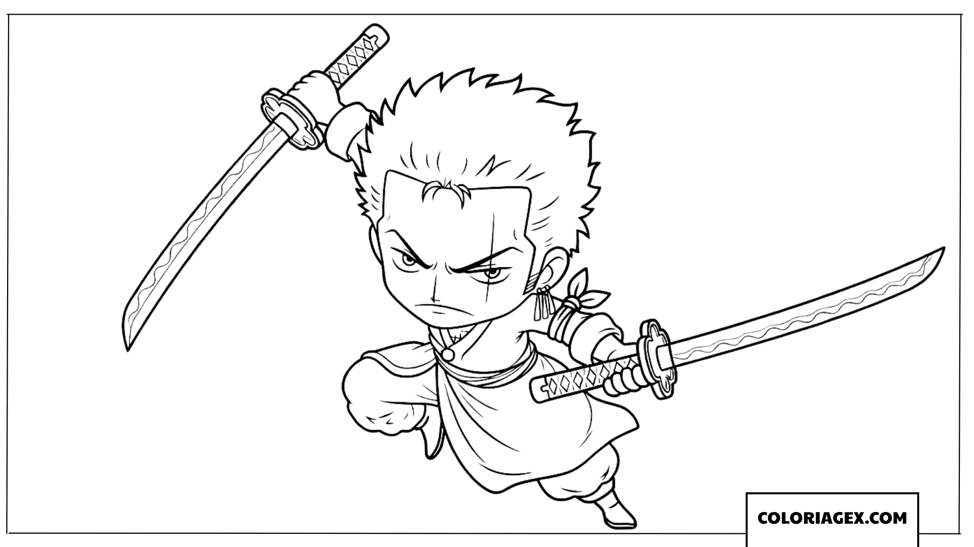 Coloriage Zoro et la technique des trois sabres
