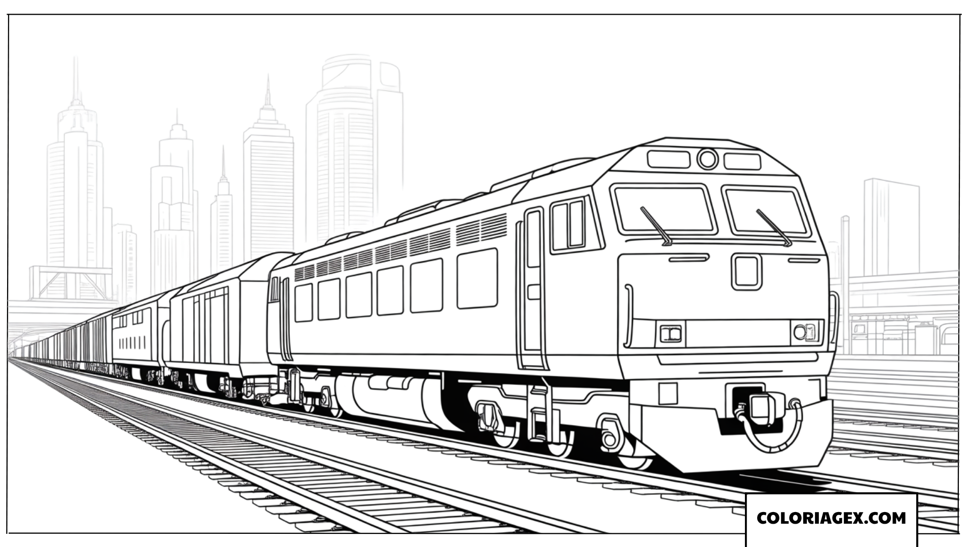 Coloriage d une puissante locomotive diesel sur les rails