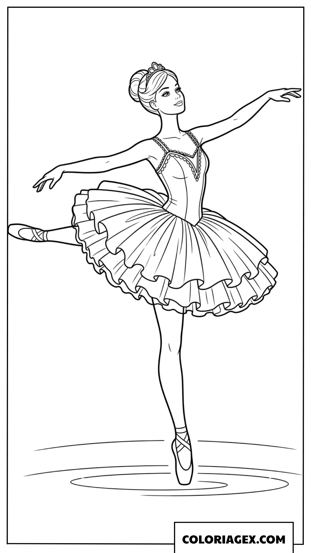 Coloriage de Barbie exécutant une arabesque de ballet classique