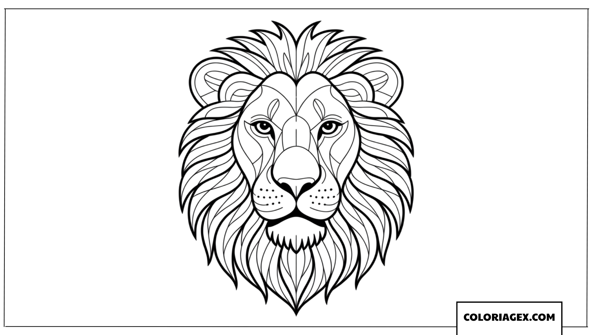 Coloriage de la tete dun lion avec des lignes geometriques