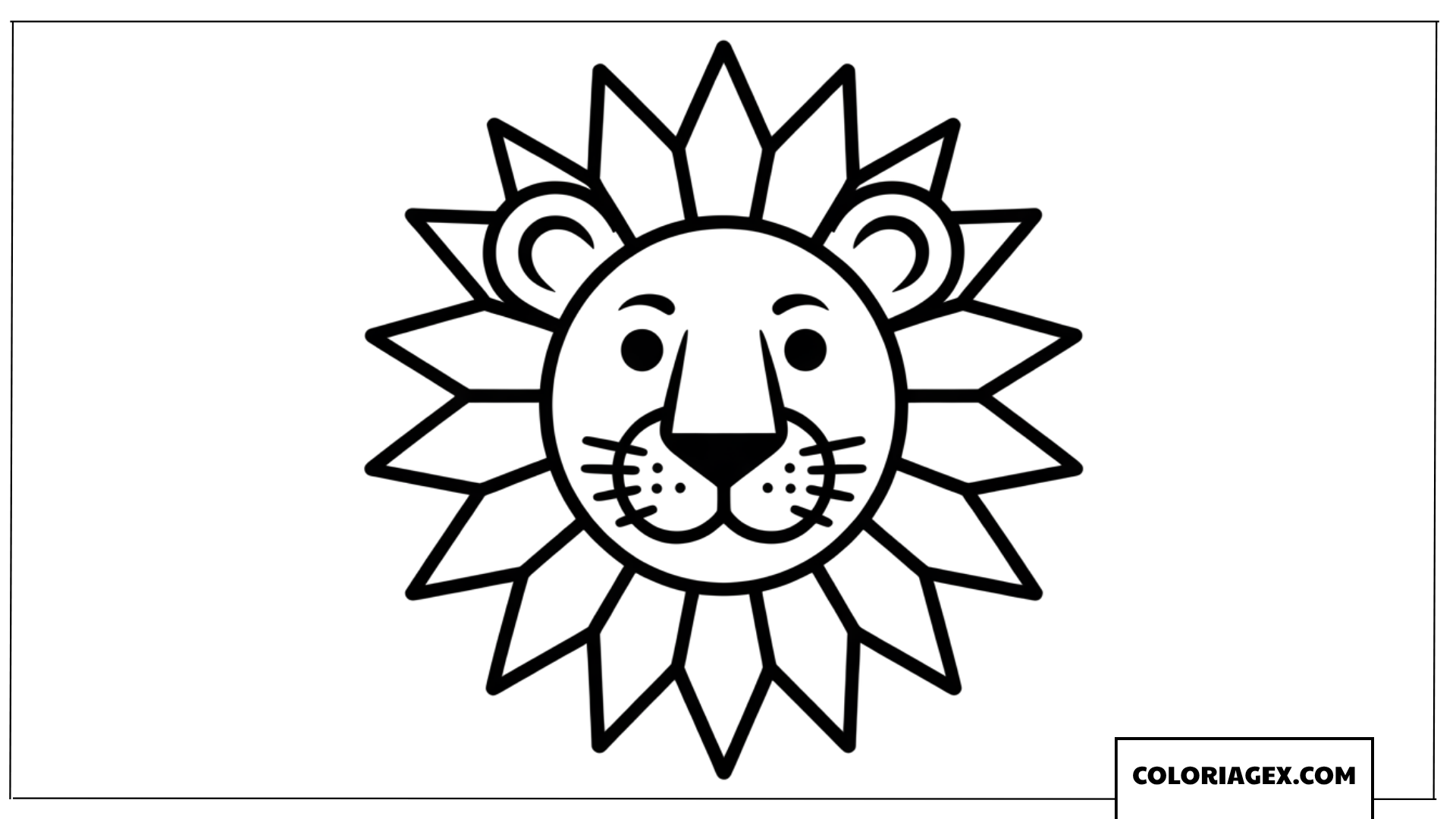 Coloriage de la tete dun lion simple avec une criniere en soleil