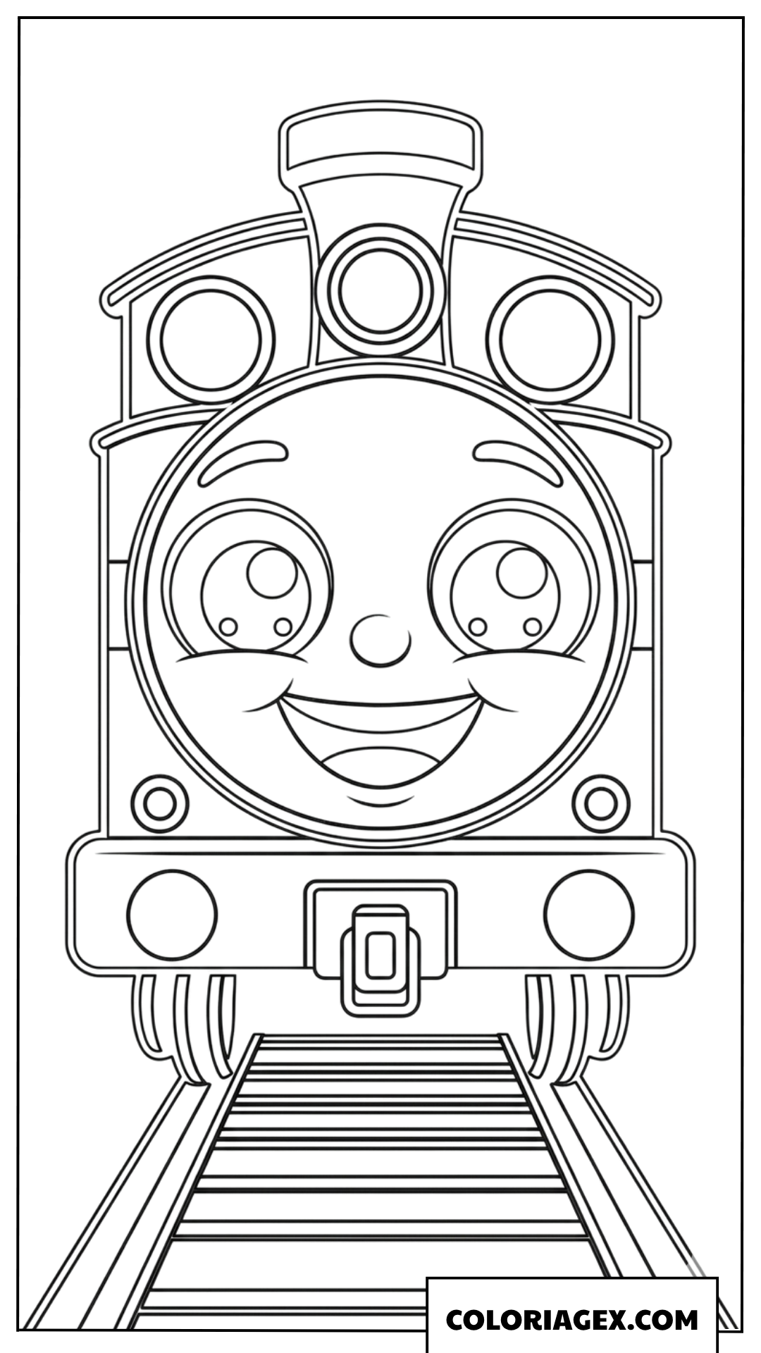 Coloriage du visage mignon d un petit train de dessin animé