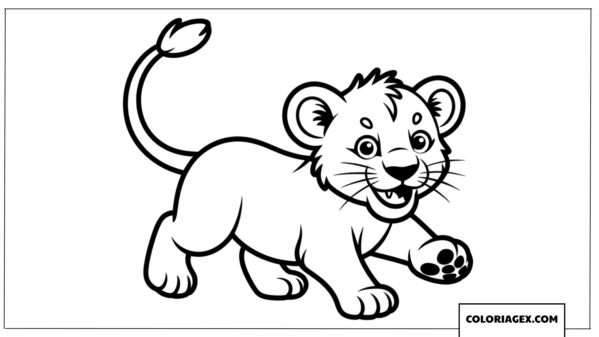 Coloriage dun petit lionceau mignon en train de marcher joyeusement