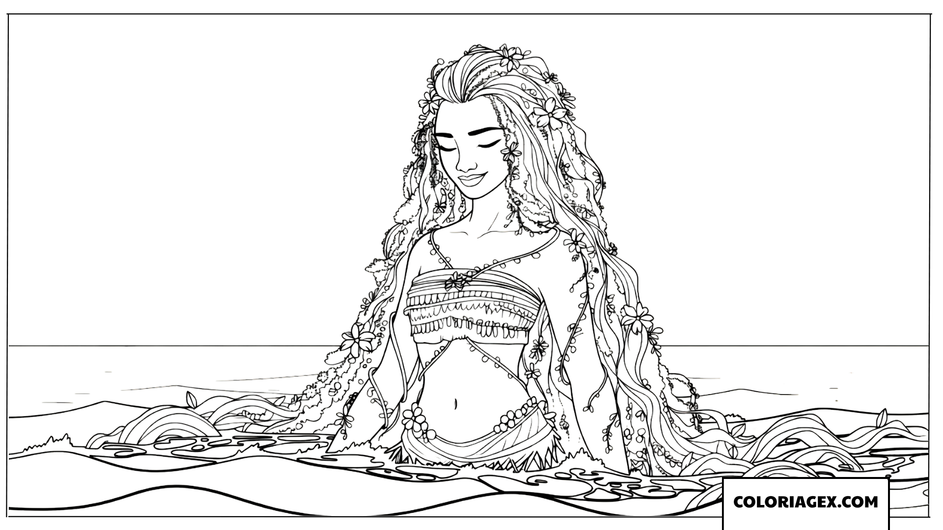 Coloriage la déesse Te Fiti sortant de l'eau