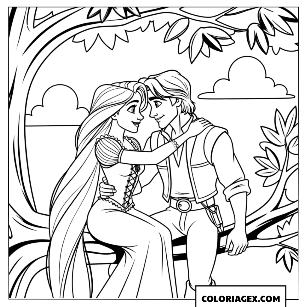 Coloriage moment romantique du couple