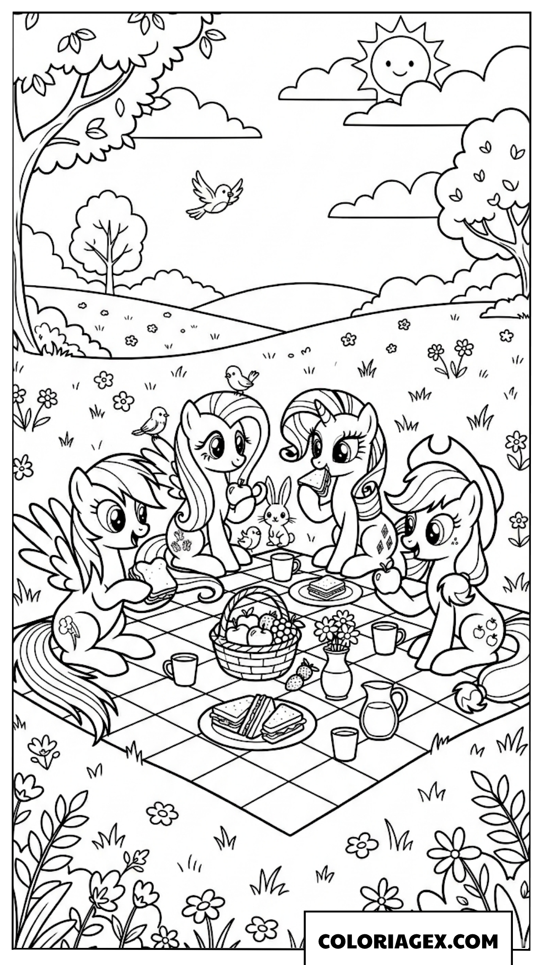 Coloriage pique-nique entre amies