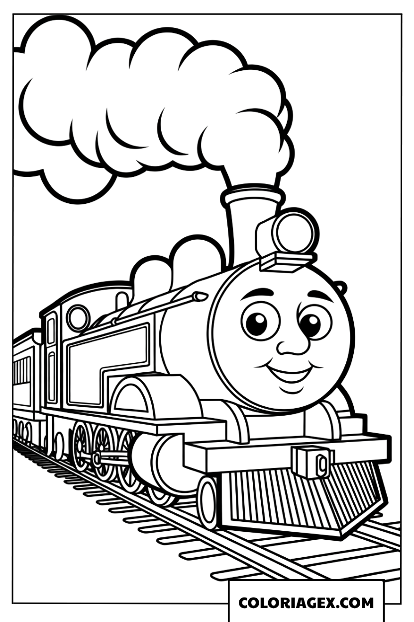 Dessin Locomotive avec un visage souriant pour coloriage