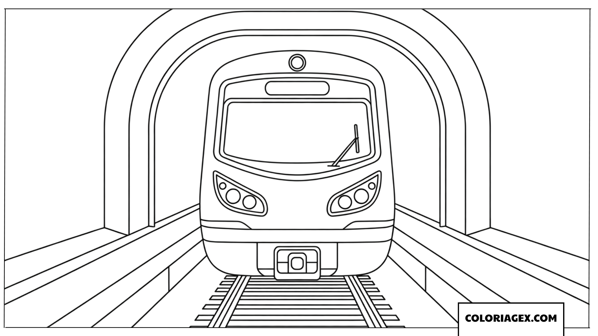 Dessin d un métro sortant d un tunnel en voûte à colorier