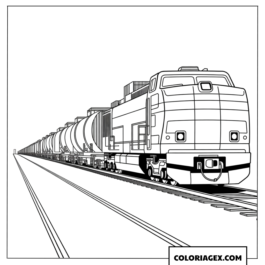 Dessin d un train de marchandises avec des citernes à colorier
