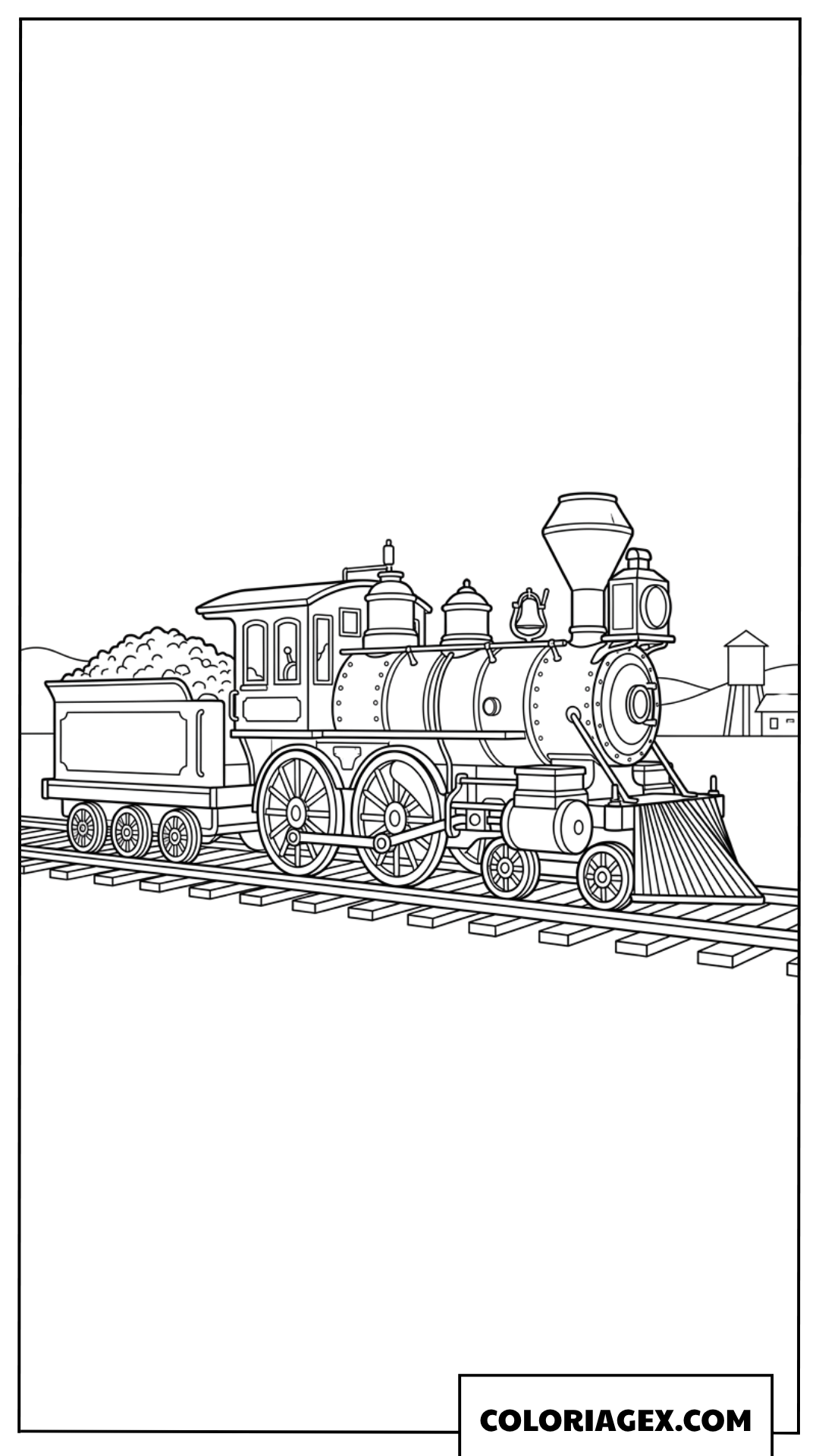 Dessin d une locomotive à vapeur classique sur les rails