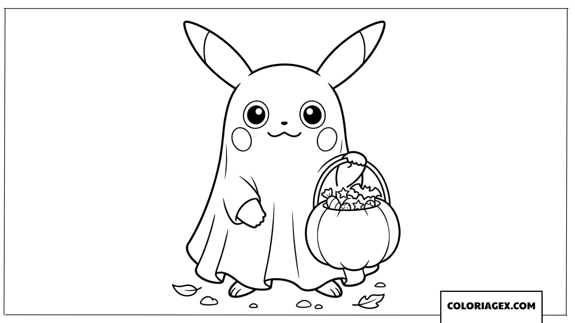 Dessin de Pikachu déguisé en fantôme pour Halloween