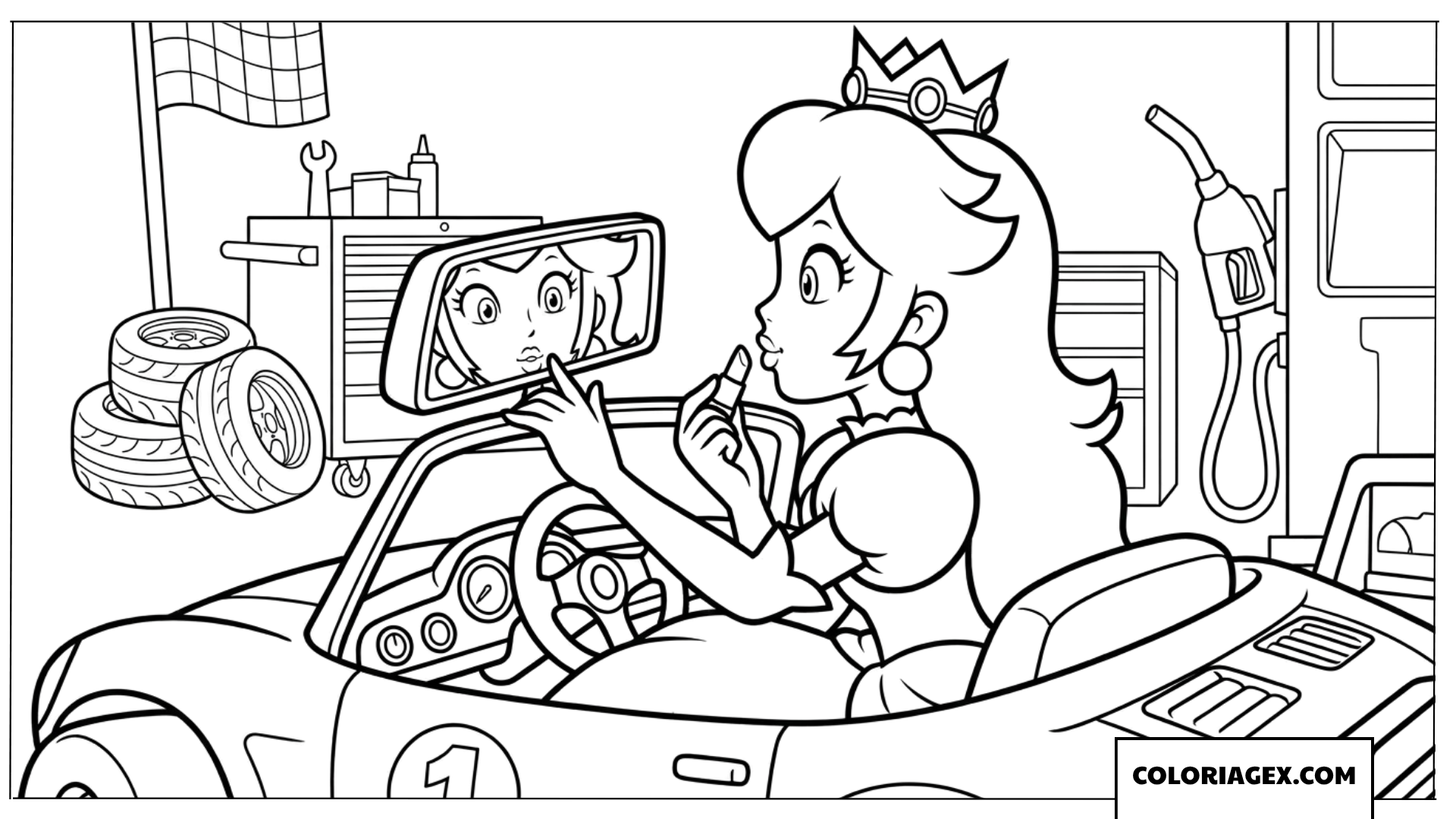 Dessin de la Princesse Peach mettant du rouge a levres